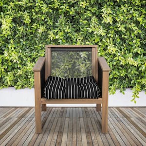 19 in. W Square Patio Seat Cushion in Black Ink, Stripe (2-Pack)