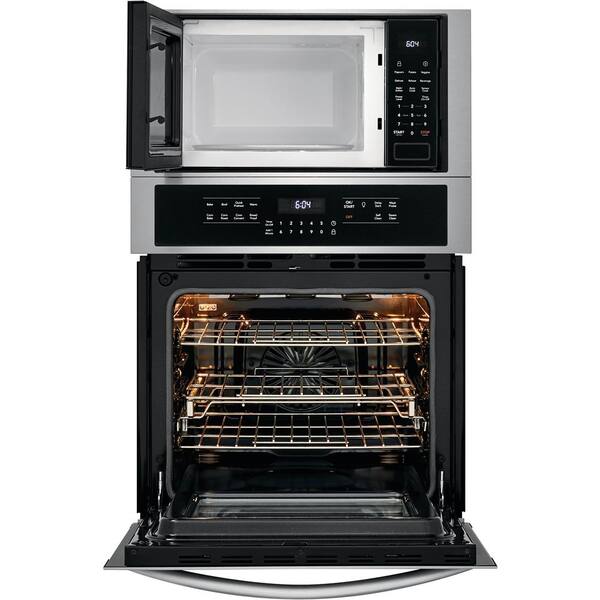 Frigidaire Gallery 27 In Electric True Convection Wall Oven With Built Microwave Stainless Steel Fgmc2766uf The Home Depot - 27 In Wall Oven Microwave Combo