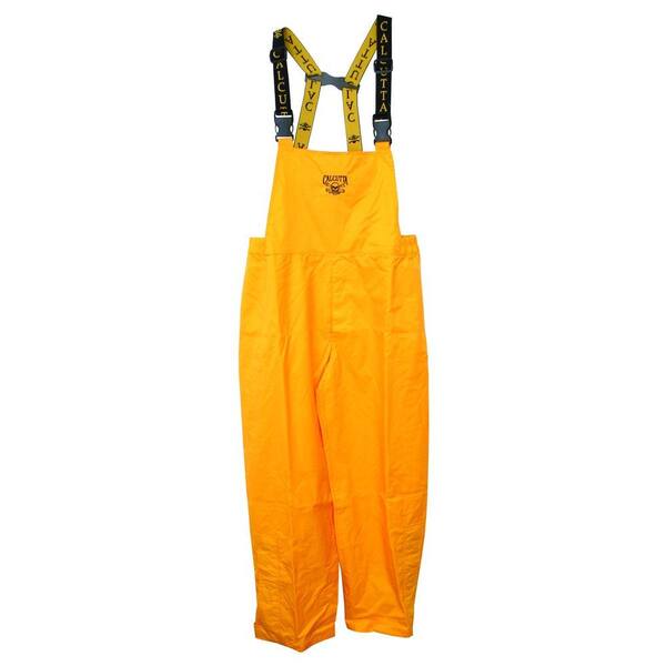 Unbranded Adult Triple Extra Large Lower Leg Zippered Bib Rainsuit in Yellow with Adjustable Ankle Straps