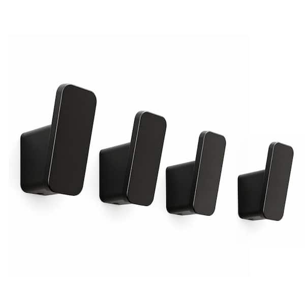 Wall Hook Bath Accessory in Matte Black, 4-Pack Heavy Duty Towel Robe Coat Holder for Bathroom Bedroom Shower