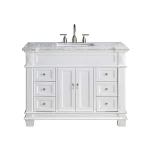 Dorian 48 in. W x 22 in. D x 35.63 in. H Single Sink Freestanding Bath Vanity in Matte White with Carrara Marble Top