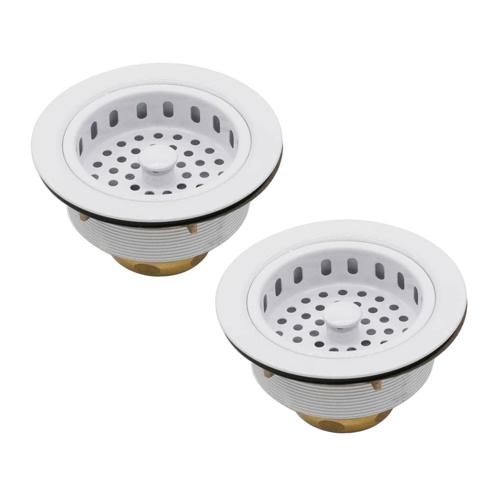 3-1/2 in. Post Style Kitchen Sink Basket Strainer in Powder Coat White (2-Pack) price history on PriceWatchPro
