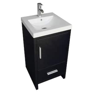 18 in. W x 18 in. D x 32 in. H Single Sink Bathroom Vanity in Black with White Top and Faucet