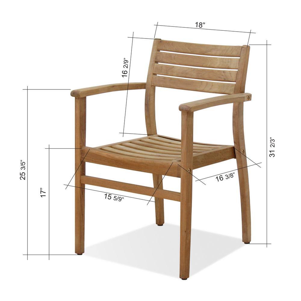 Victoria 9-Piece Teak Wood Square Dining Set, Light Brown
