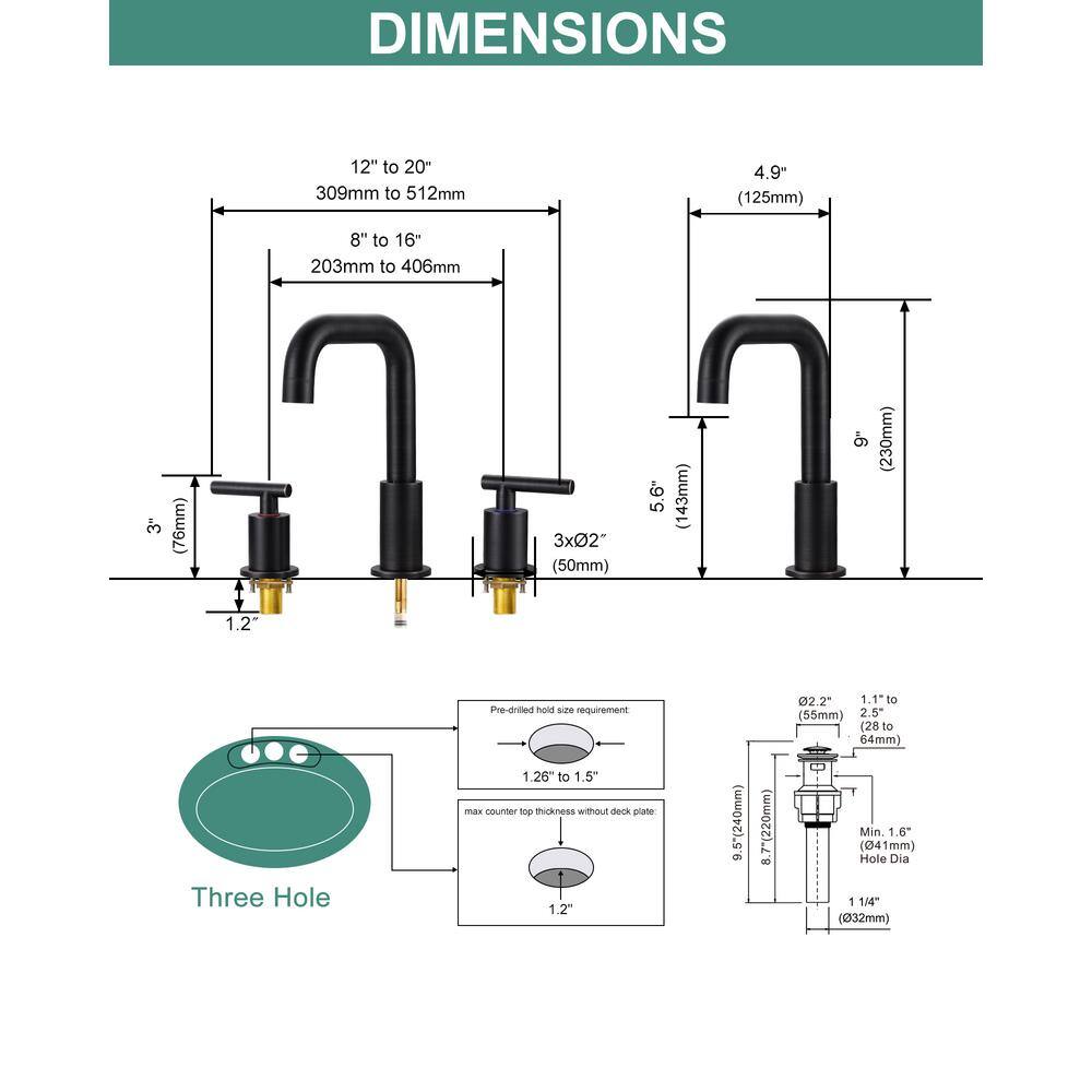 Oil Rubbed Bronze 8-Inch Widespread Double Handle Bathroom Faucet