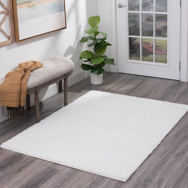 Soho Shag White 3x5 Solid Color Polypropylene Area Rug