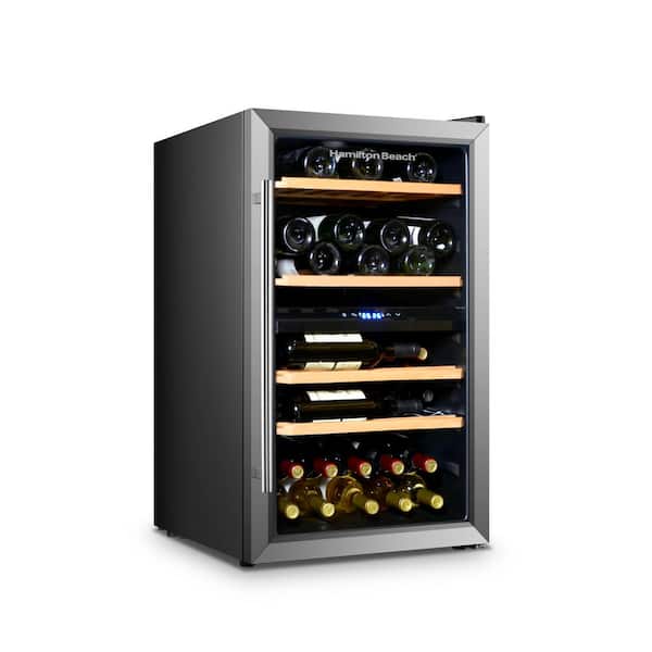 58 Bottle Touch Panel Dual Zone Wire Shelves Freestanding Compressor Wine Cooler 