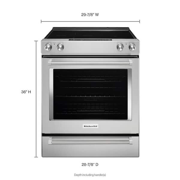 KitchenAid 30-in Glass Top 5 Elements 6.4-cu ft Self-Cleaning Convection  Oven Freestanding Electric Range (Stainless Steel with Printshield Finish)