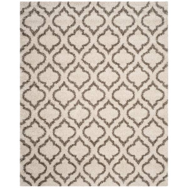 Hudson Shag 10 x 14 Ivory/Gray Ogee Area Rug