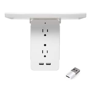 6-Outlets 2 USB Ports and USB-C Adapter Cordless Wall-Outlet Extender