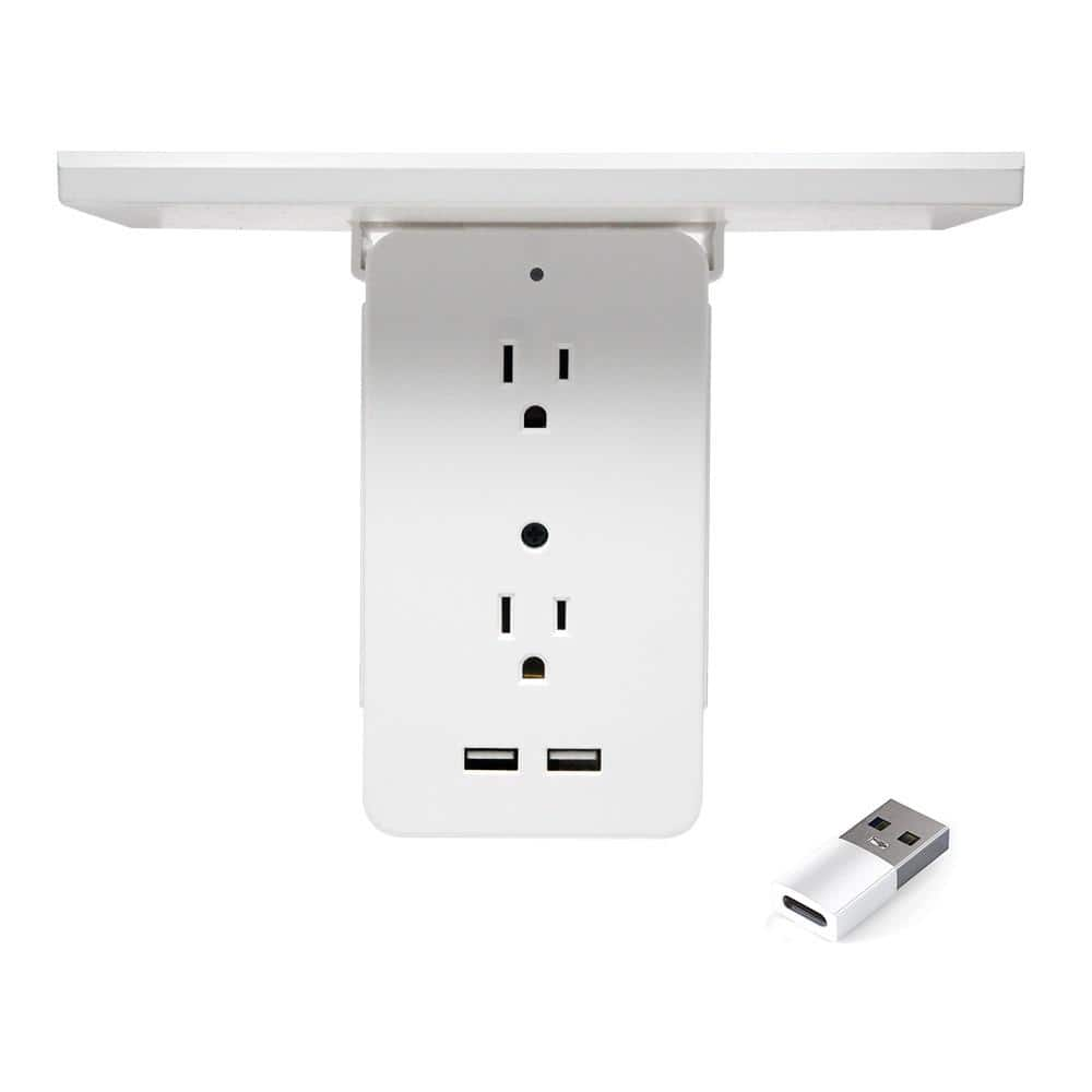 6-Outlet Cordless Wall Extender With 2-USB Ports and 1-USBC Adapter