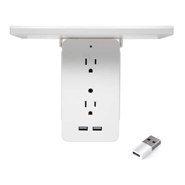 Unbranded 6-Outlets 2 USB Ports and USB-C Adapter Cordless Wall-Outlet Extender