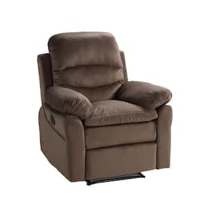 Coffee Microfiber Recliner Chair with Padded Seat Reclines to 135° for Bedroom & Living Room