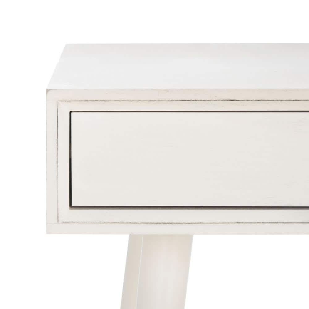 Distressed White Retro Wood Writing Desk with Drawers