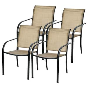 Patio Outdoor Fabric Dining Chair Stackable Armchair Backyard Garden (4-Pieces)