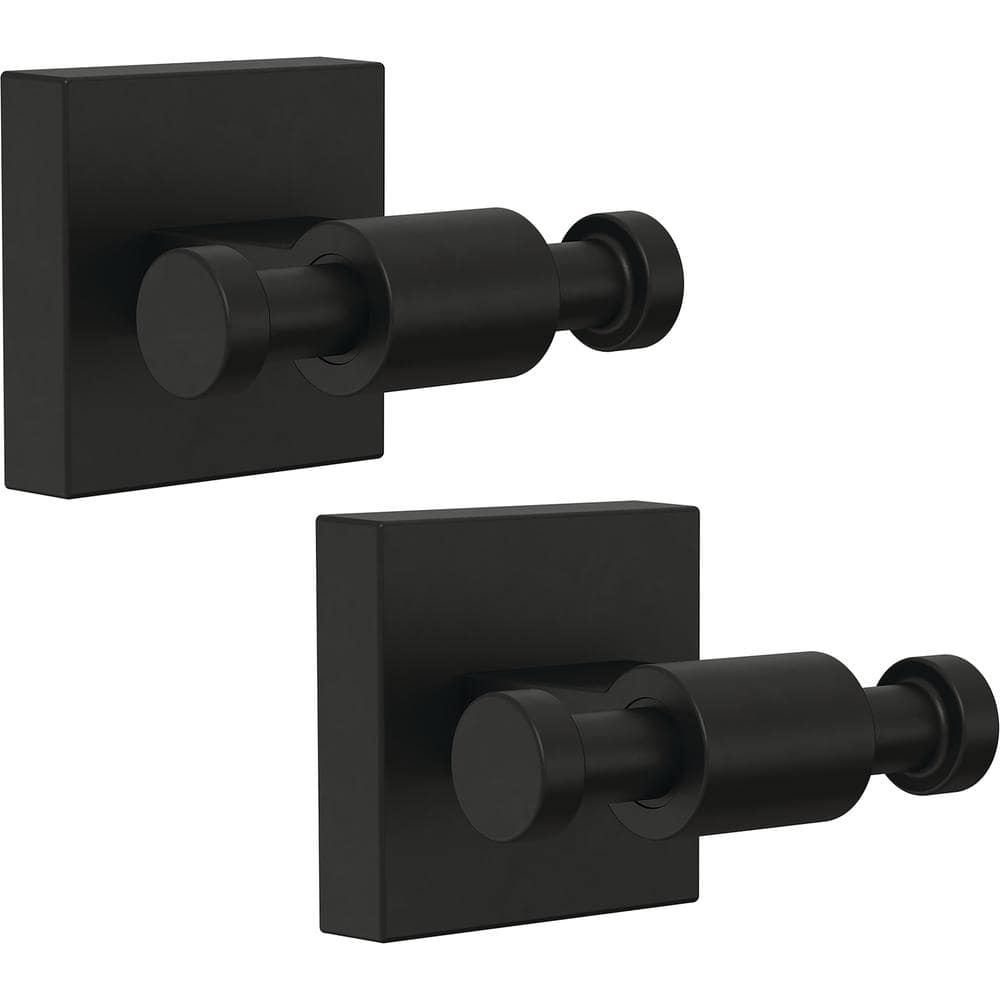 (2-Pack) Maxted Knob Towel Hooks Bath Hardware Accessory in Matte Black