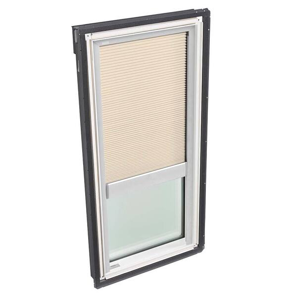 VELUX 21 in. x 37-7/8 in. Fixed Deck-Mount Skylight with Laminated Low-E3 Glass and Beige Manual Room Darkening Blind