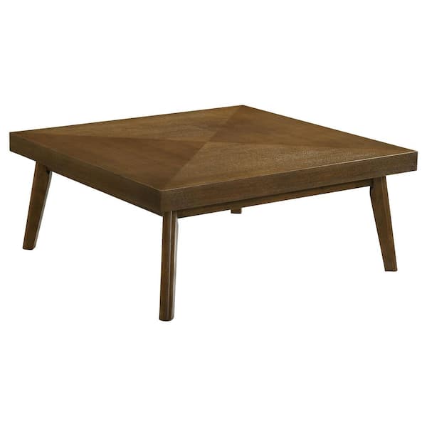 Coaster Westerly 39.25 in. Walnut Square Wood Coffee Table with Diamond Parquet