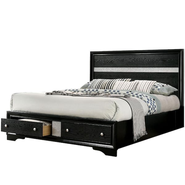 Amanda Black Wood Frame Queen Platform Bed AD1339BK-Q-BED - The Home Depot