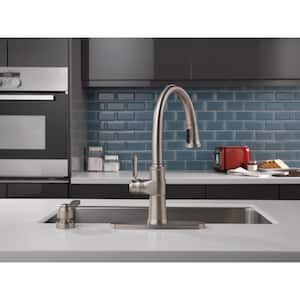 Spargo Single-Handle Pull-Down Sprayer Kitchen Faucet with Shield Spray and Soap Dispenser in Spot Shield Stainless