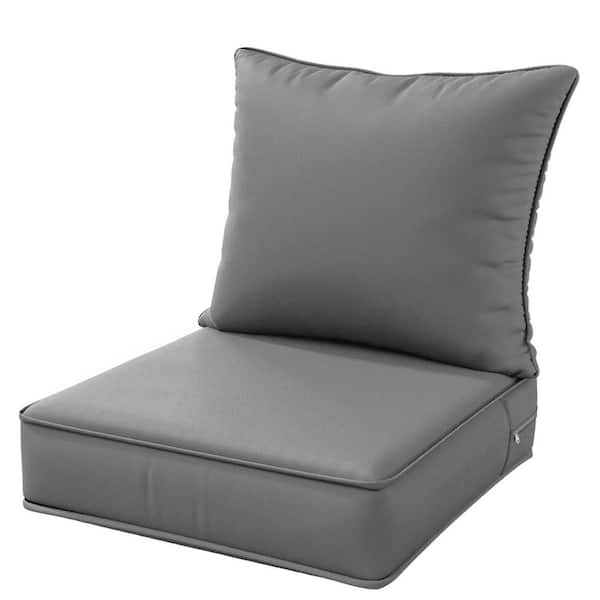 22 in. x 22 in. x 4 in. Square Outdoor Deep Seating Cushion Set Seat and Back Cushion for Chair and Sofa Light Grey