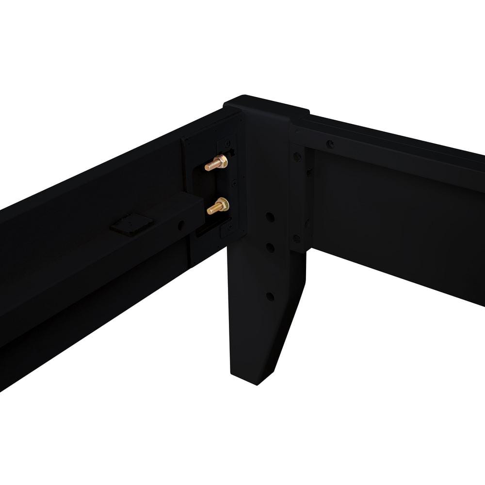 Contemporary Pine Wood Upholstered King Platform Bed in Black