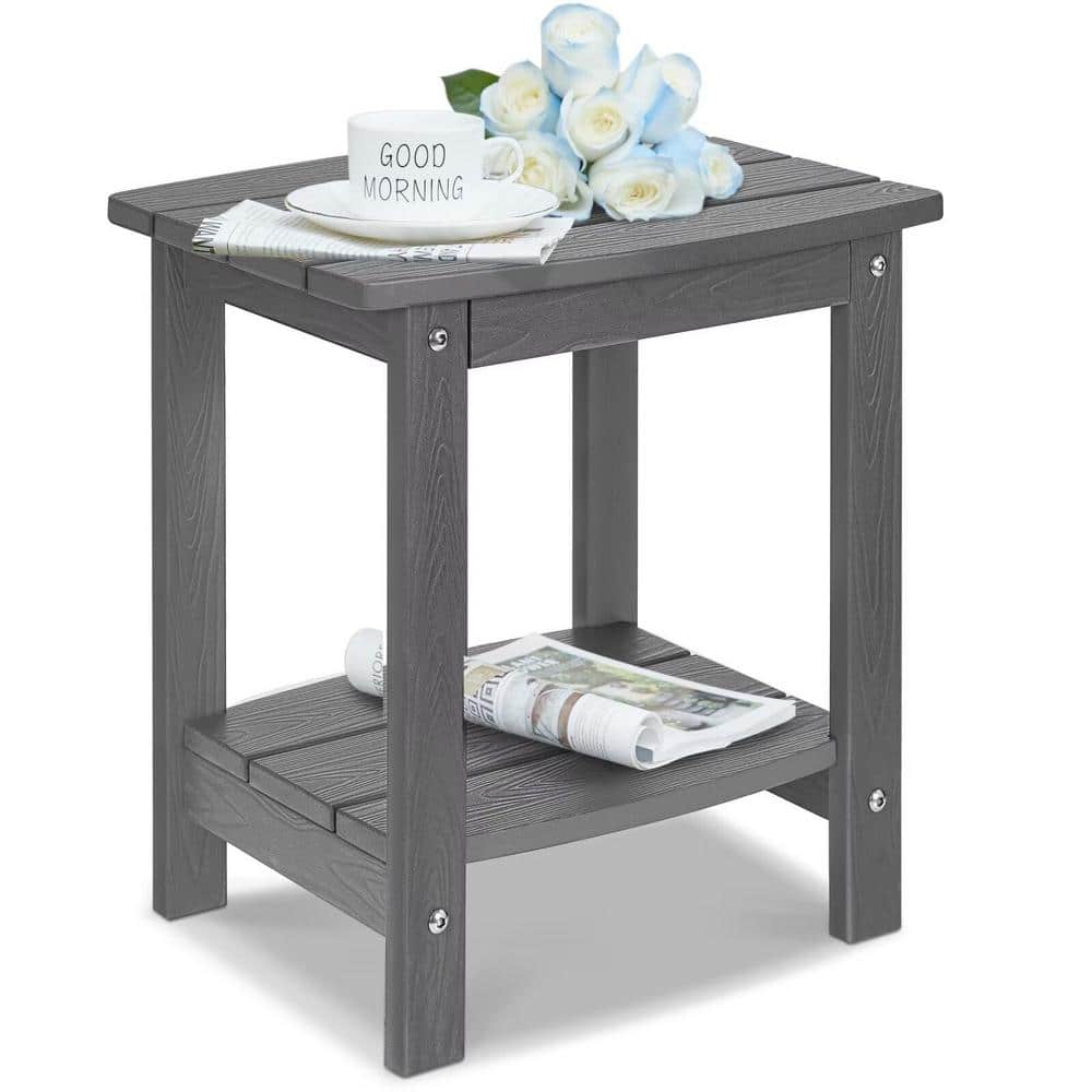 Waterproof Double Tier Dark Gray Rectangle HIPS Plastic 16.7 in. Outdoor Si