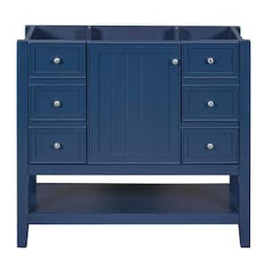 36 in. Bath Vanity Cabinet without Top in Blue with Cabinet and 3 Drawers