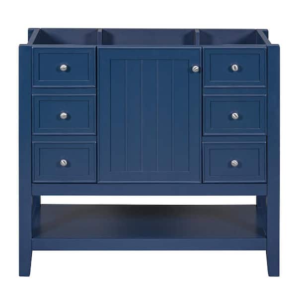Virubi 36 in. Bath Vanity Cabinet without Top in Blue with Cabinet and 3-Drawers