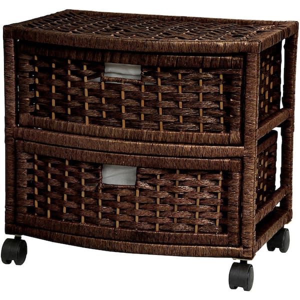 Oriental Furniture 2-Drawer Mocha Natural Fiber Trunk