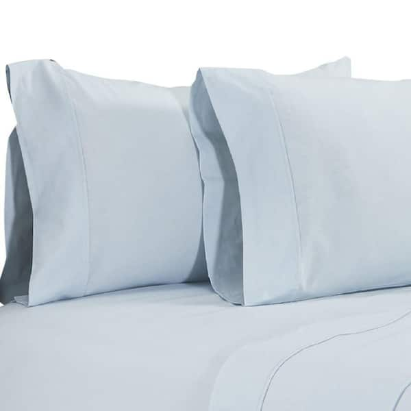 Benjara Matt 4-Piece Light Blue Solid Soft Organic Cotton