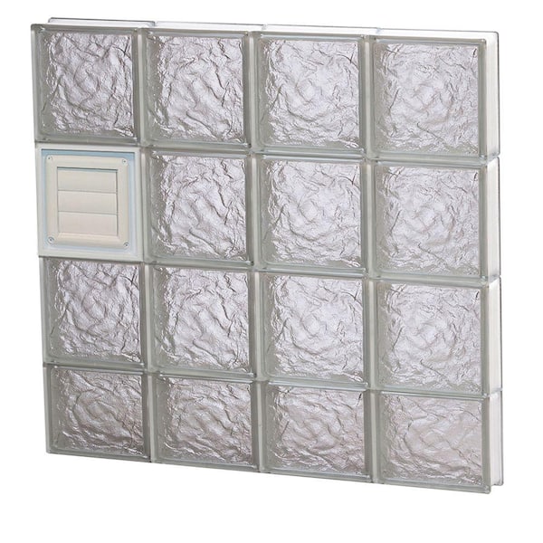Clearly Secure 31 in. x 31 in. x 3.125 in. Frameless Ice Pattern Glass Block Window with Dryer Vent