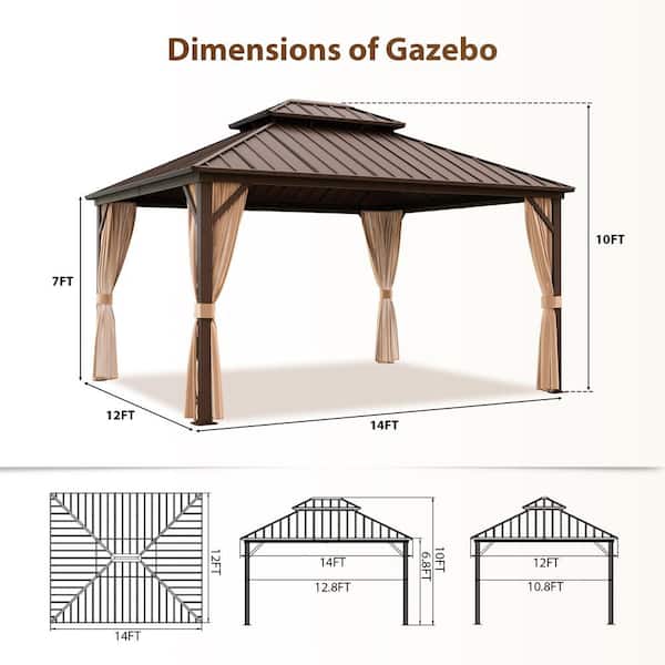 Gardenbee 12 ft. x 14 ft. Aluminum Outdoor Gazebo with