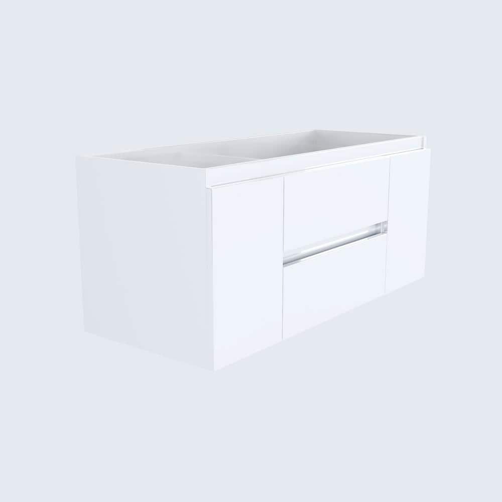 Salt 47'' Glossy White Wall-Mounted Single Vanity Base