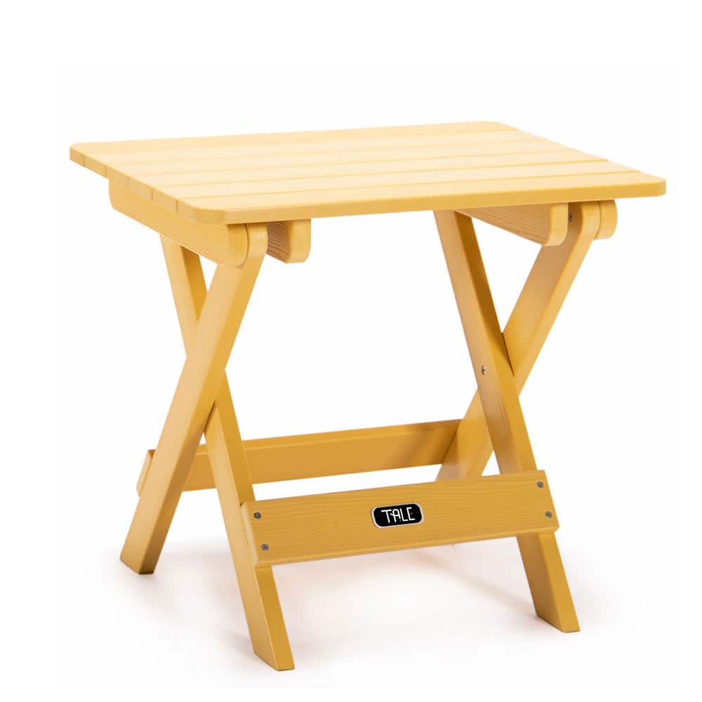 Yellow Square Fade-Resistant Plastic Wood Portable Folding 18 in. Outdoor S