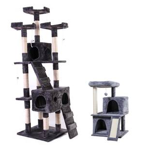 67 in. and 34 in. H Multi-Level Cat Tree with Kitten Activity Center Plush Perch