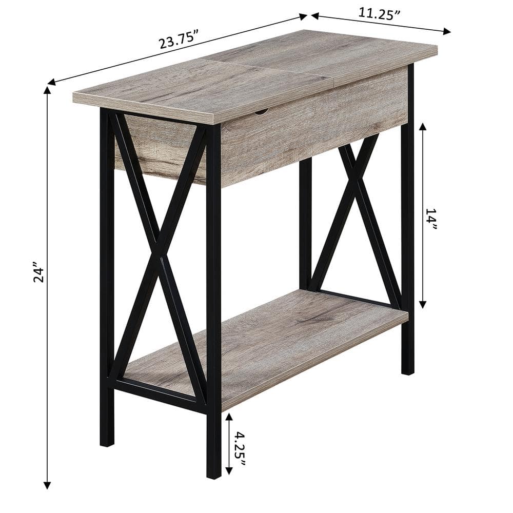 Sandstone Wood End Table with USB Charging Ports
