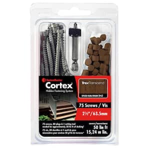 Cortex Hidden Fastening System for Trex Transcend Decking – 2-1/2 inch Cortex screws and plugs – Spiced Rum (50 LF)