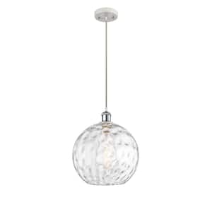 Athens Water Glass 60-Watt 1 Light White and Polished Chrome Shaded Mini Pendant Light with Clear Glass Shade