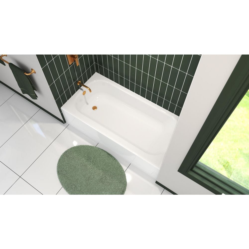 White Porcelain 60-Inch Left Drain Soaking Bathtub