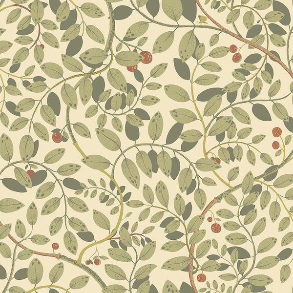 A-Street Prints Kirke Green Leafy Vines Wallpaper Sample