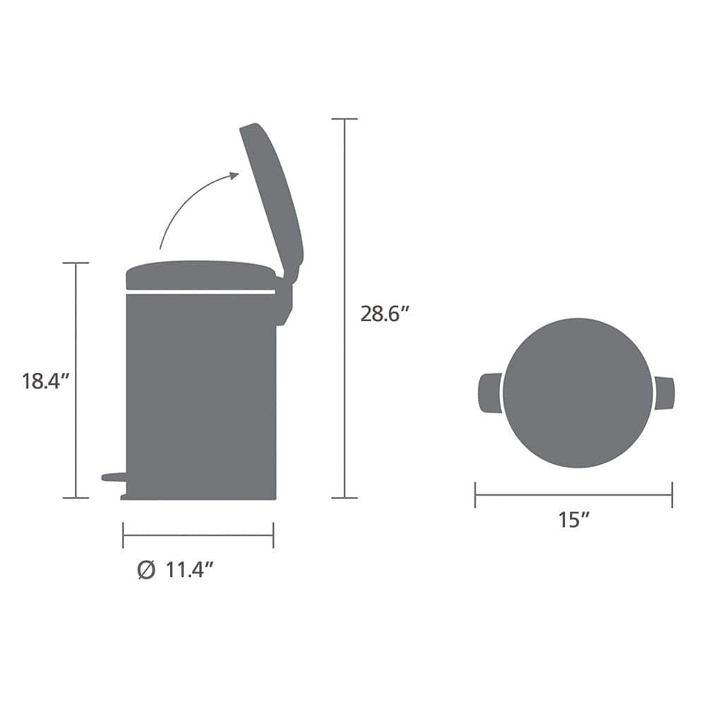 Platinum Round Soft-Close Pedal Trash Can with Removable Bucket