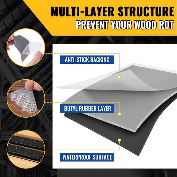 Angel Sar 1-5/8 in. x 50 ft. Deck Joist Butyl Tape, Weather-Resistant Deck Flashing for Wood Decks Beams Roof (10-Pack)