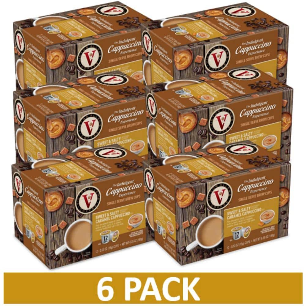 Victor Allen's Sweet and Salty Caramel Flavored Cappuccino Mix Single Serve K-Cup Pods for Keurig K-Cup Brewers (72 Count) Pack of 6 -  FG016403