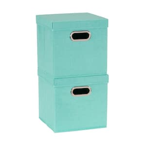 11 in. H x 11 in. W x 11 in. D Green Fabric Cube Storage Bin 2-Pack