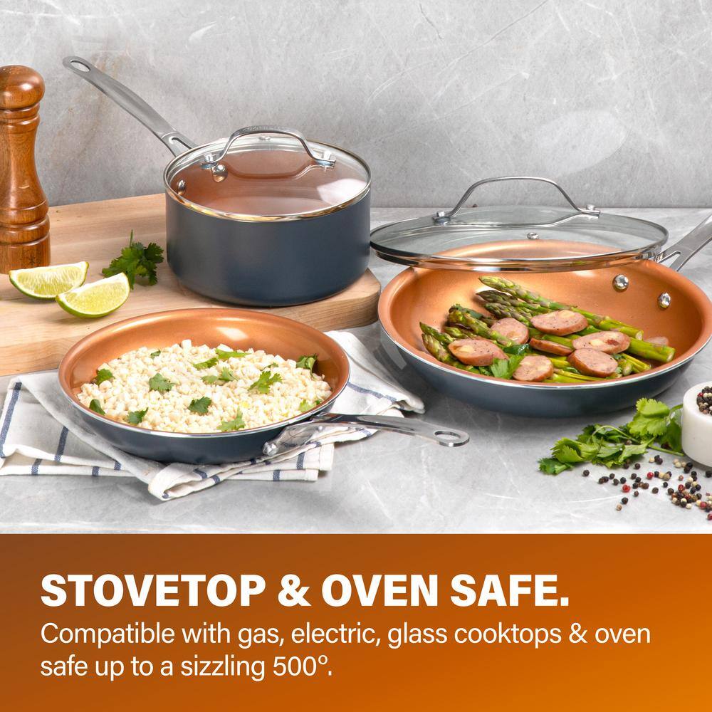 5-Piece Nonstick Aluminum Cookware Set with Copper Finish
