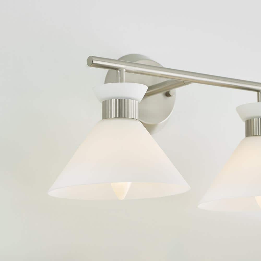 Belcarra Brushed Steel 2-Light Wall Sconce with Etched Glass Shade