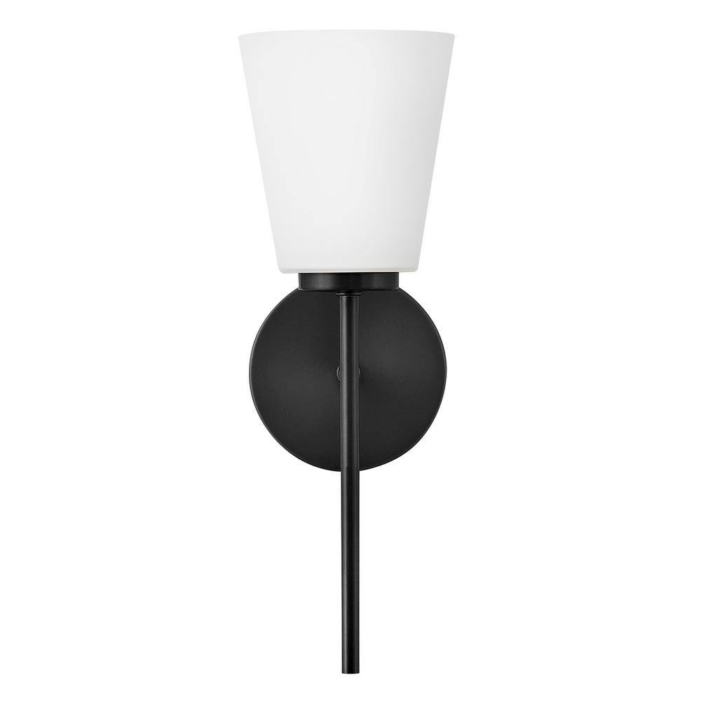 Black Etched Opal Glass Single Light Vanity Sconce