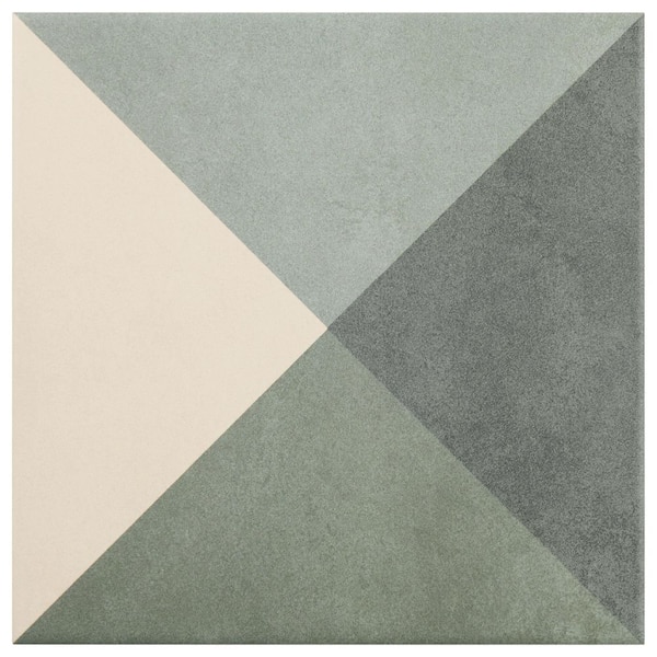 Elizabeth Sutton Cameo Cement Deco Meadow Green 7.87 in. x 0.34 in. Matte Porcelain Floor and Wall Tile Sample