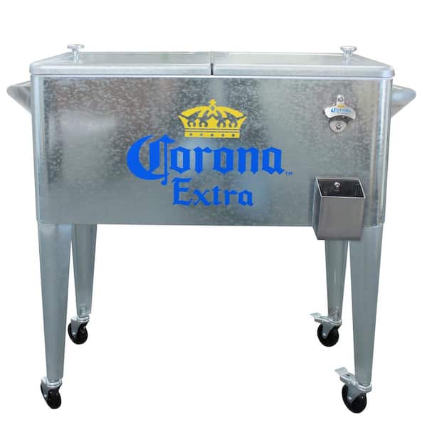 Corona Extra 80 qt. Galvanized Rolling Chest Cooler Silver